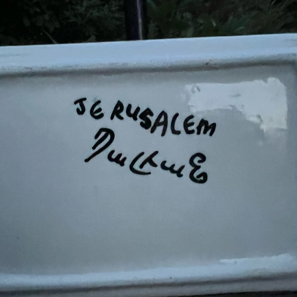 Vintage Ceramic Signed Jerusalem Tray or Dish School of Fish Preowned 6.75” L - Picture 11 of 14